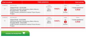 warsaw prague 0,25 eur