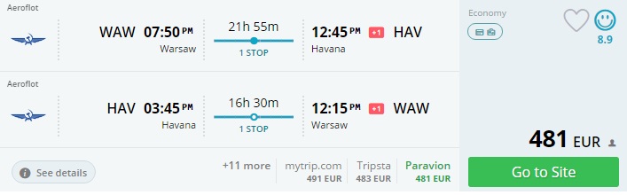 warsaw to havana