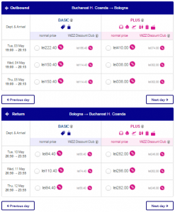 bucharest bologna wizz discount