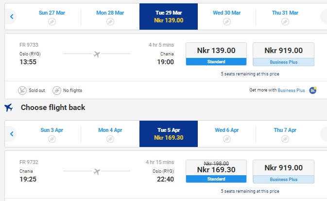 oslo to crete