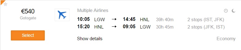 london to hawaii