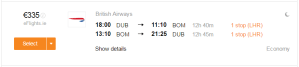 dublin mumbai dublin 335