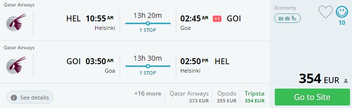 helsinki to goa