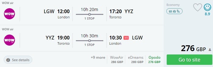 london to toronto
