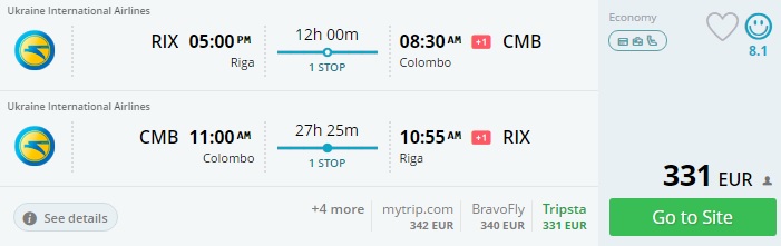 riga to colombo
