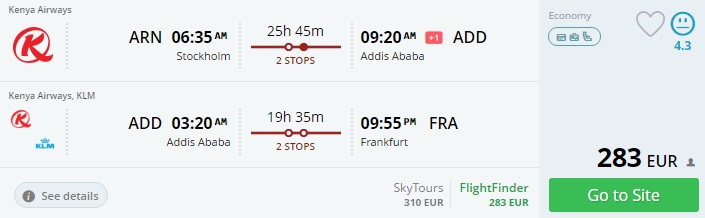 stockholm to ethiopia