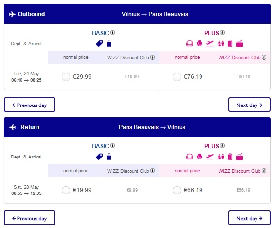 vilnius to paris