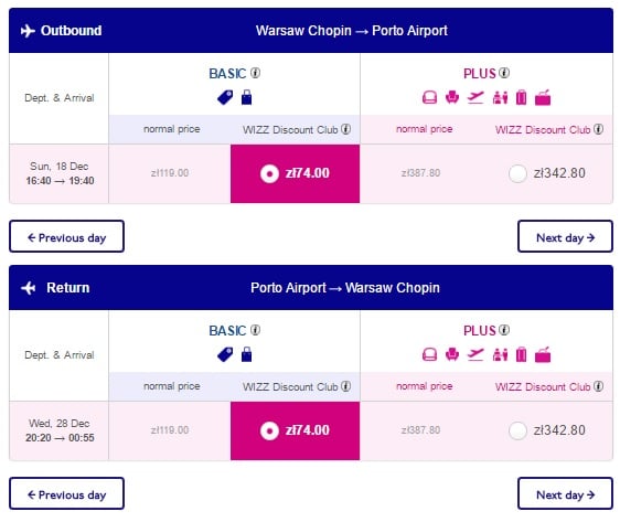warsaw to porto