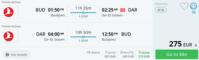 budapest to tanzania