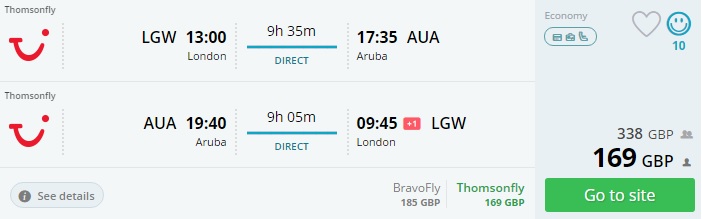 london to aruba