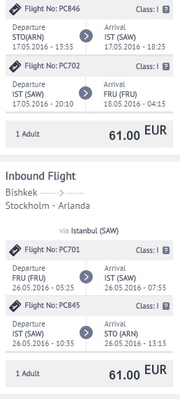 stockholm to bishkek