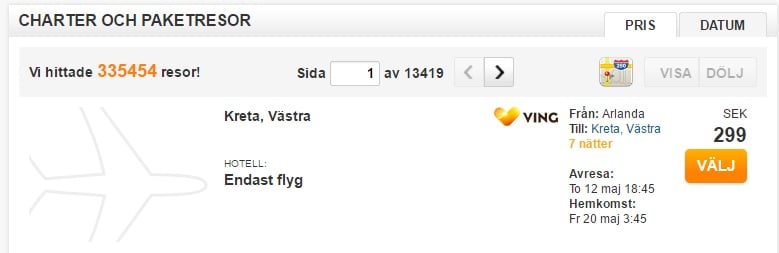 stockholm to crete