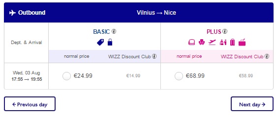 vilnius to nice