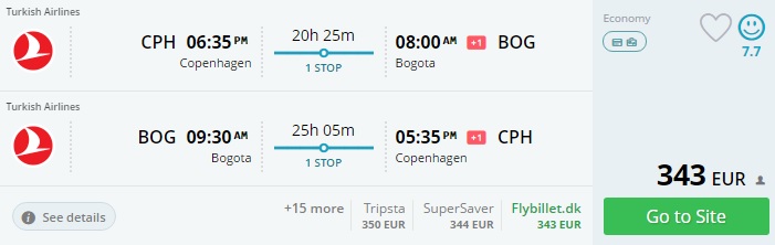 copehagen to colombia