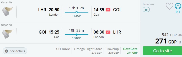 london to goa