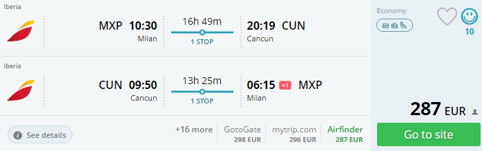 milan to mexico