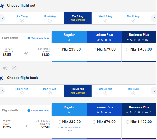 oslo to Chania greece