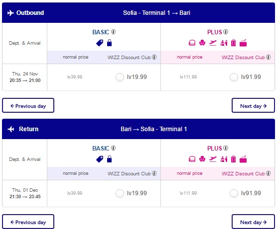 sofia to bari