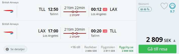 tallinn to los angeles