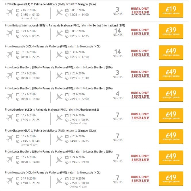 uk palma mallorca uk from 19