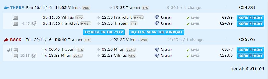 vilnius trapani vilnius 60 70 via frankfurt