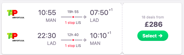 Flights from Manchester to Luanda, Angola
