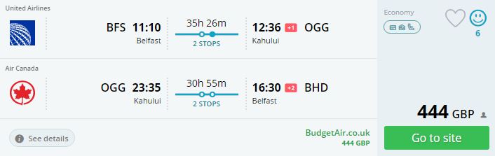 belfast kahului belfast 444 gbp