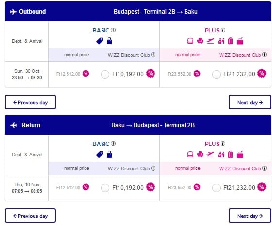 budapest to azerbaijan