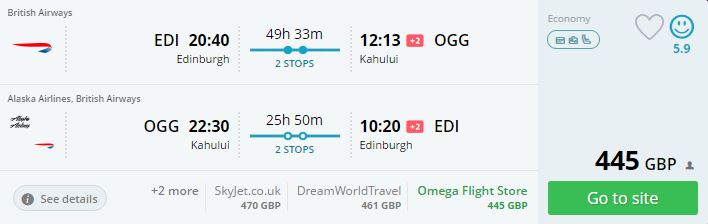 edinburgh kahului edinburgh 445 gbp