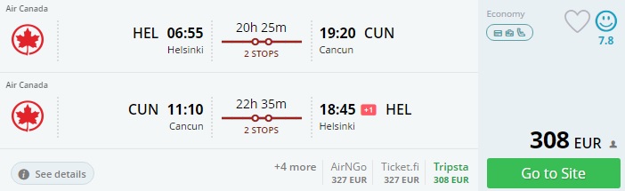 helsinki to cancun mexico