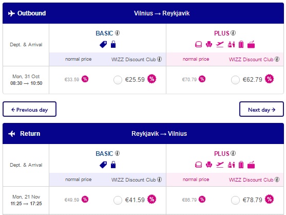 vilnius to iceland