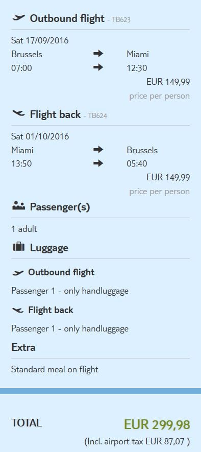 Brussels Miami ticket