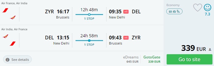 brussels to delhi