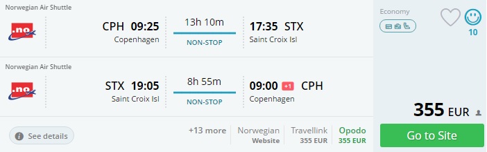 copenhagen to virgin islands
