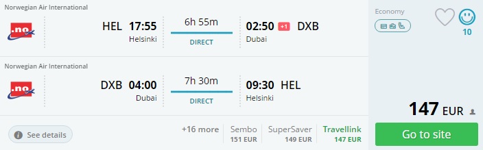 helsinki to dubai norwegian