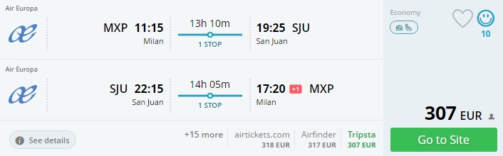 italy to puerto rico