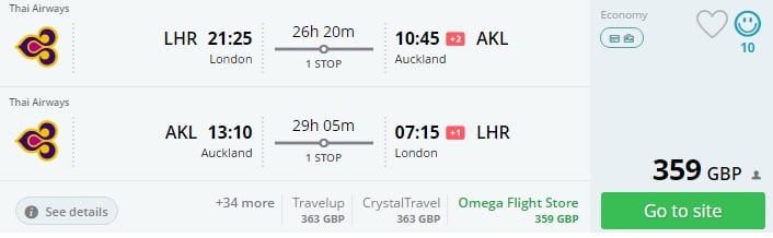 london to new zealand