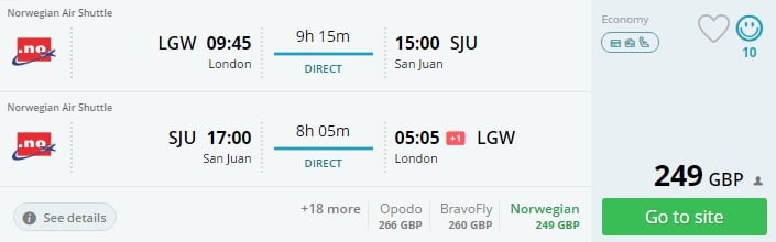 london to puerto rico