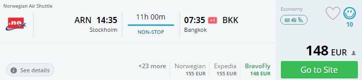 stockholm to bangkok