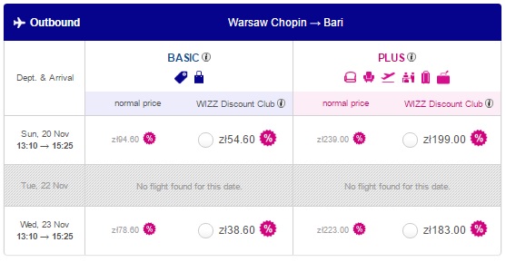 wizzair poland sale example