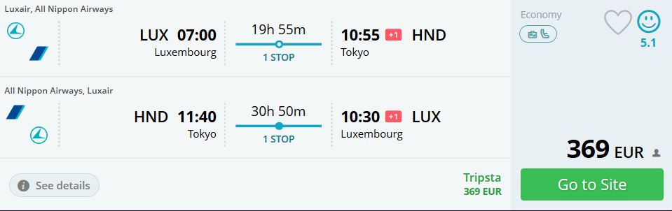 Luxembourg to Tokyo