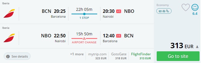cheap flights from barcelona to kenya