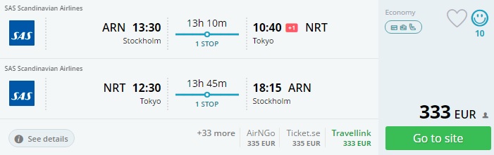 flights from europe to japan