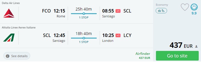 flights from rome to chile