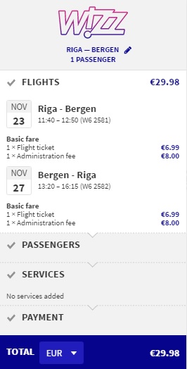flights to bergen from riga
