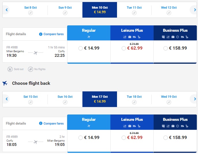 milan to corfu flights