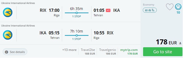 riga to tehran iran