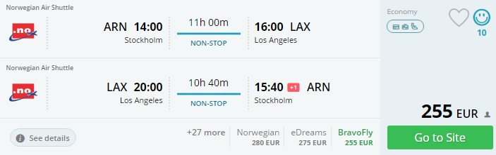 stockholm to los angeles