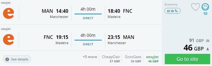 cheap flights to madeira