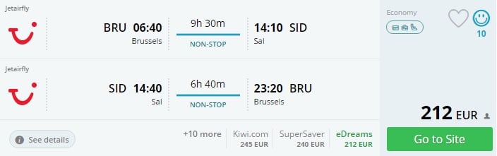 direct flights from brussels to cape verde